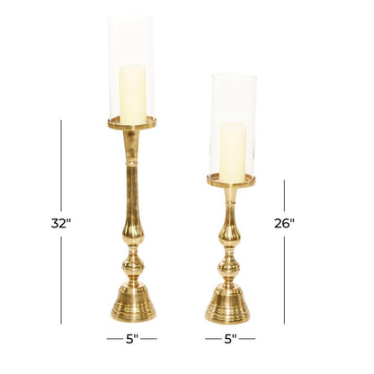 GOLD ALUMINUM HURRICANE LAMP