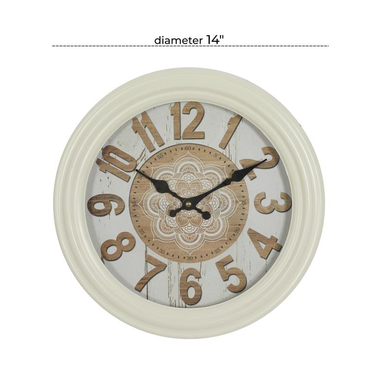 WHITE METAL FLUTED FRAME WALL CLOCK