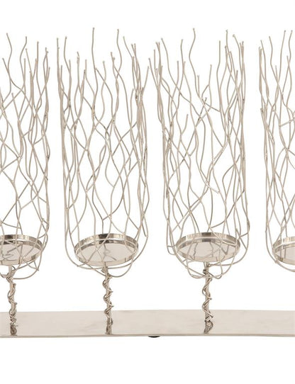 SILVER STAINLESS STEEL CONTEMPORARY CANDLE HOLDER,