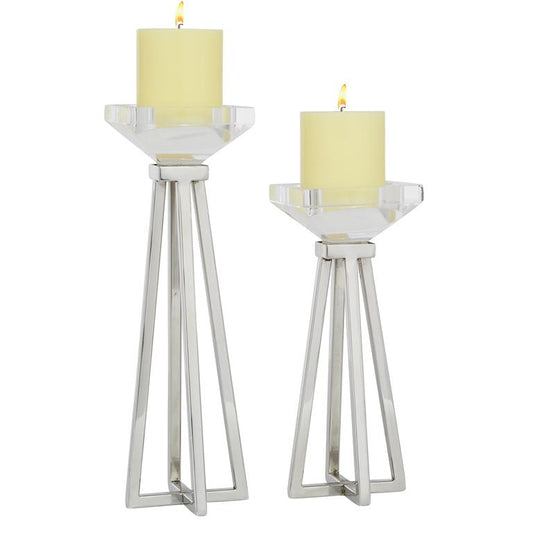 WHITE STAINLESS STEEL CANDLE HOLDER