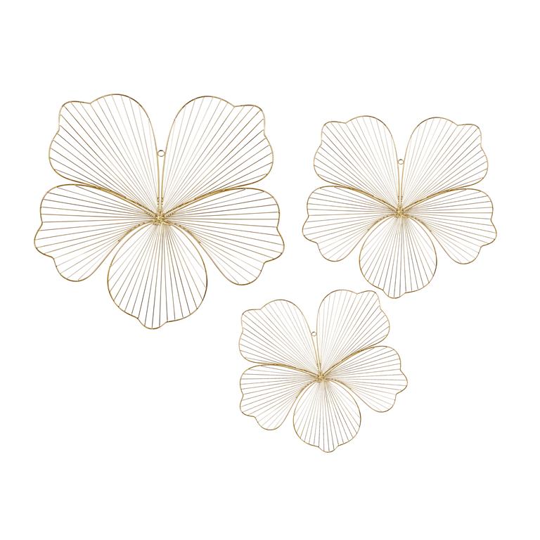 COSMOPOLITAN GOLD METAL FLORAL WALL DECOR,