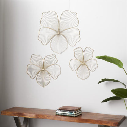 COSMOPOLITAN GOLD METAL FLORAL WALL DECOR,