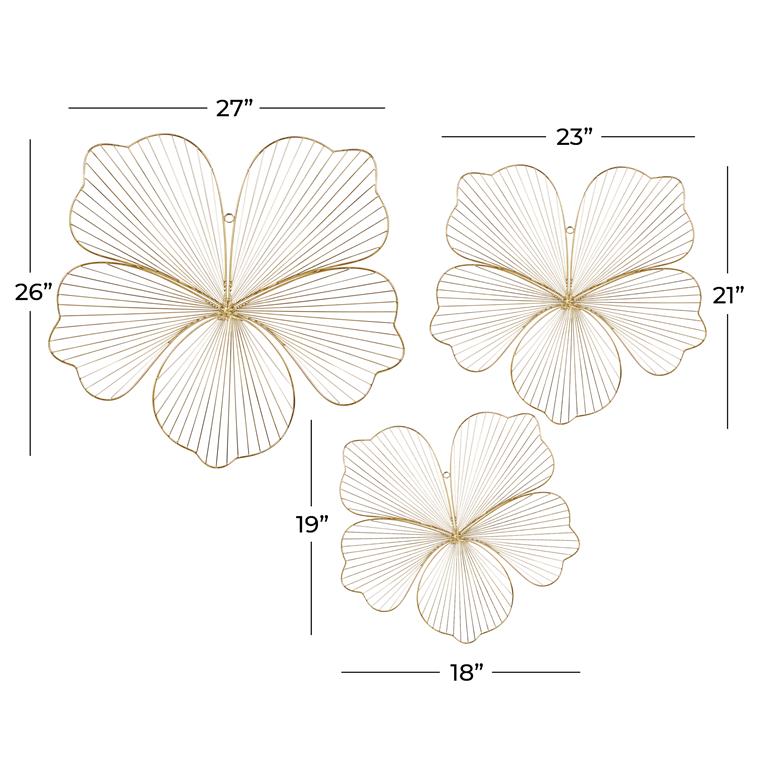 COSMOPOLITAN GOLD METAL FLORAL WALL DECOR,