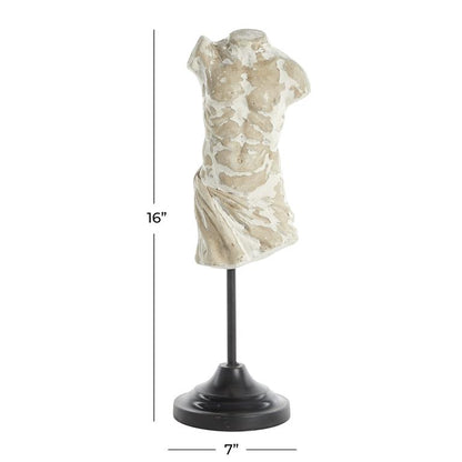 BEIGE FIBER CLAY VINTAGE PEOPLE SCULPTURE