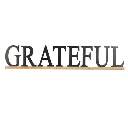 BLACK WOOD SIGN GRATEFUL WALL DECOR