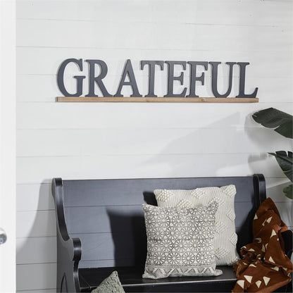 BLACK WOOD SIGN GRATEFUL WALL DECOR