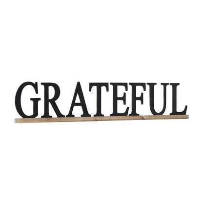 BLACK WOOD SIGN GRATEFUL WALL DECOR