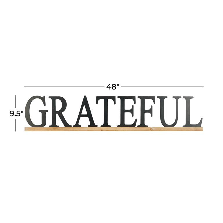 BLACK WOOD SIGN GRATEFUL WALL DECOR