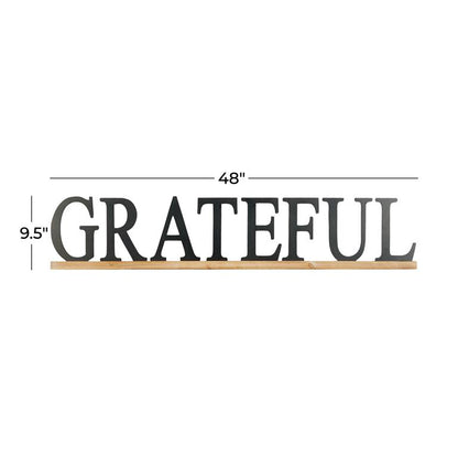 BLACK WOOD SIGN GRATEFUL WALL DECOR