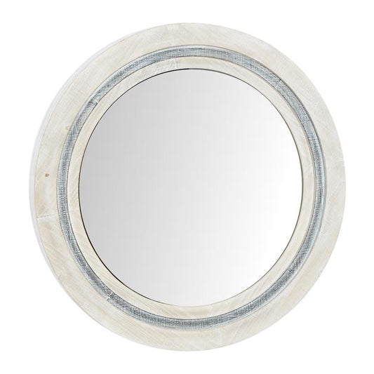 WHITE WOOD HANDMADE WALL MIRROR WITH DISTRESSING