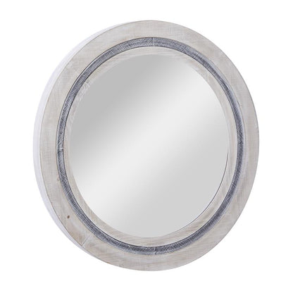 WHITE WOOD HANDMADE WALL MIRROR WITH DISTRESSING