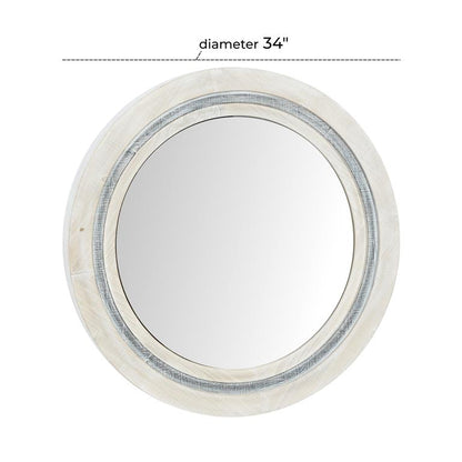 WHITE WOOD HANDMADE WALL MIRROR WITH DISTRESSING