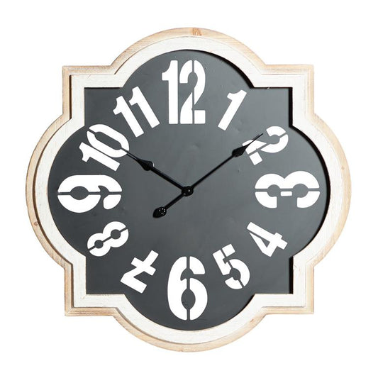 BLACK METAL QUATREFOIL WALL CLOCK