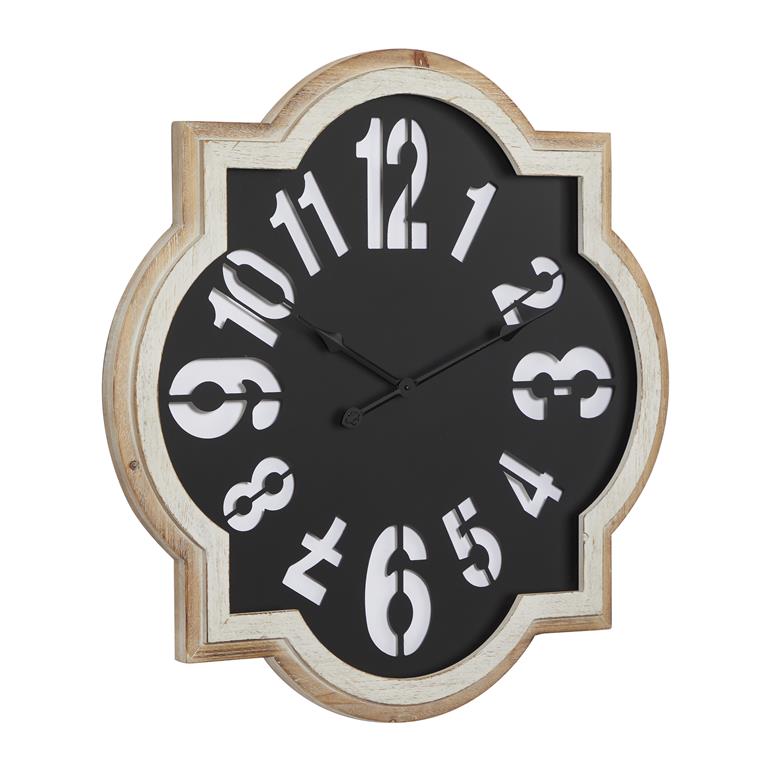 BLACK METAL QUATREFOIL WALL CLOCK