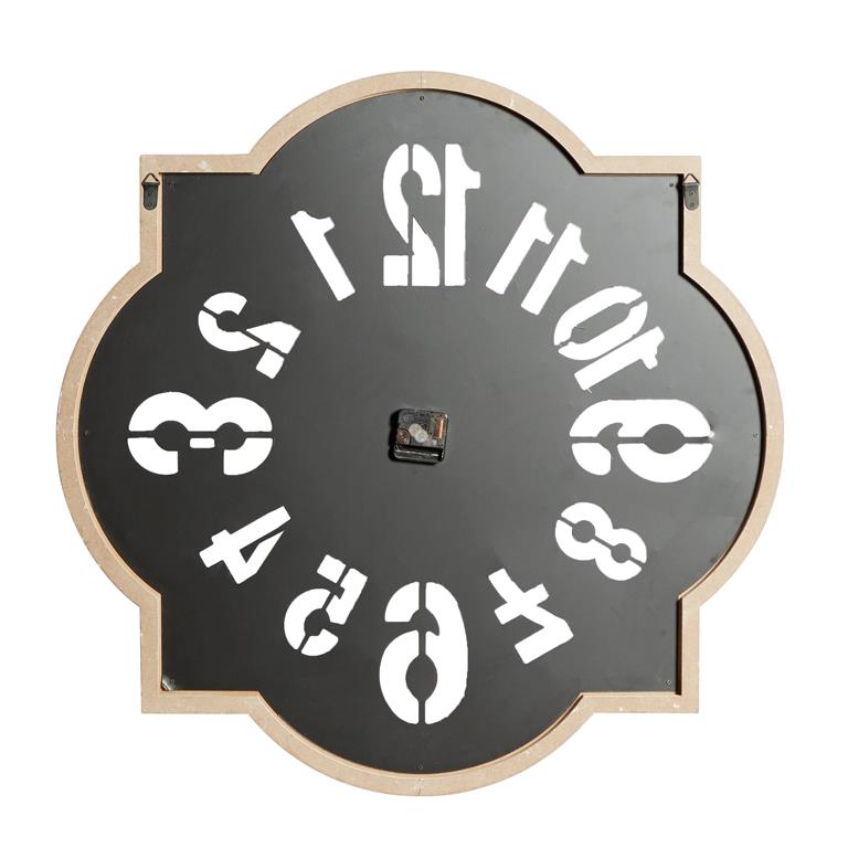 BLACK METAL QUATREFOIL WALL CLOCK