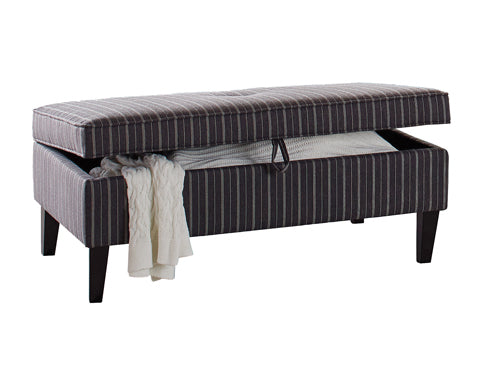 Rectangular Upholstered Storage Ottoman Black And White