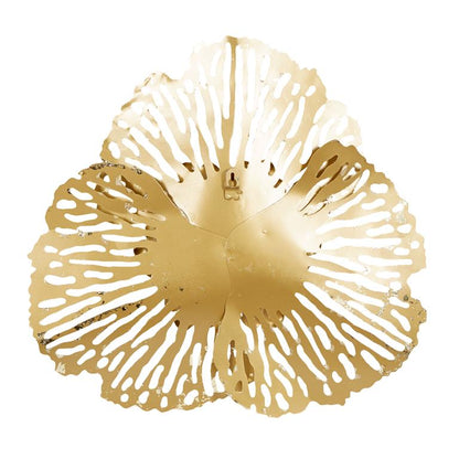 GOLD METAL FLORAL WALL DECOR, SET OF 3 29", 24", 18"H