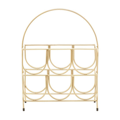 COSMOLIVING BY COSMOPOLITAN GOLD METAL GEOMETRIC 6 BOTTLE WINE RACK,