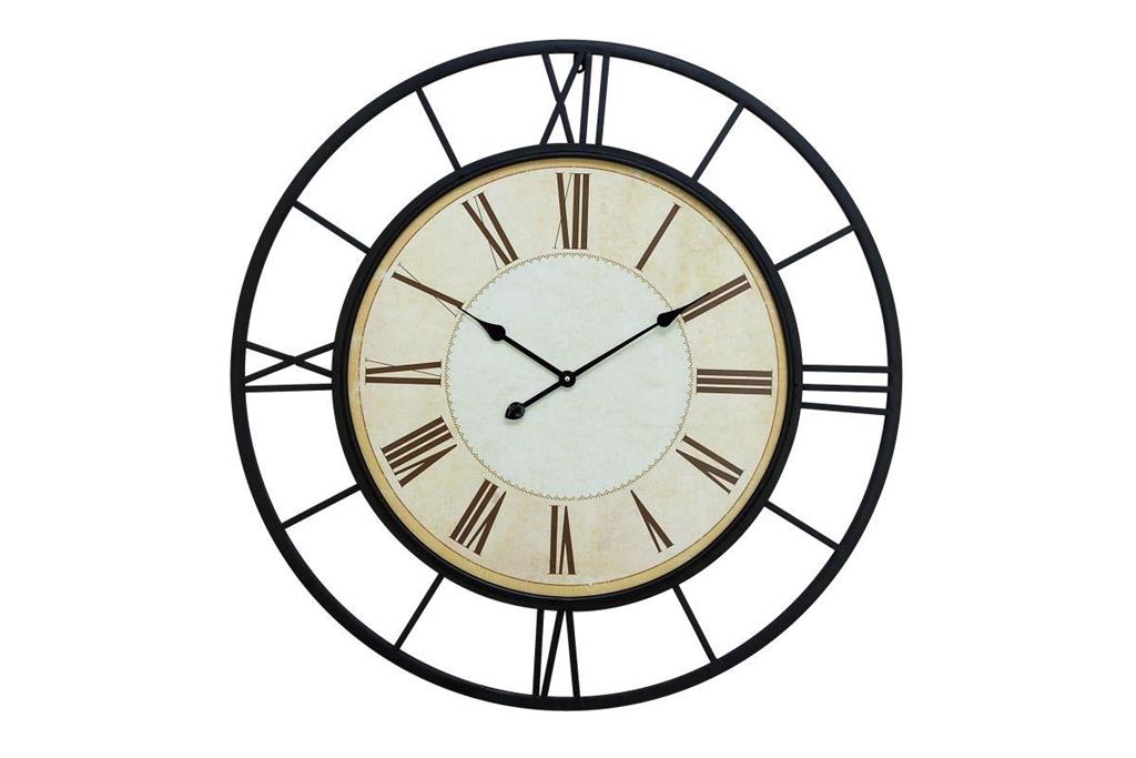 WHITE METAL INDUSTRIAL WALL CLOCK