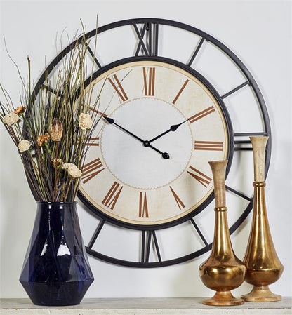 WHITE METAL INDUSTRIAL WALL CLOCK