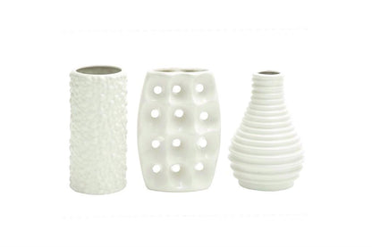 COSMOPOLITAN WHITE CERAMIC VASE WITH VARYING PATTERNS