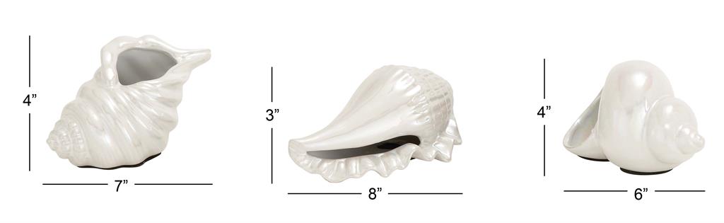 WHITE CERAMIC SEA LIFE SHELL SCULPTURE