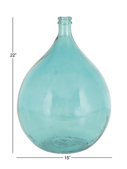 TURQUOISE GLASS SPANISH VASE