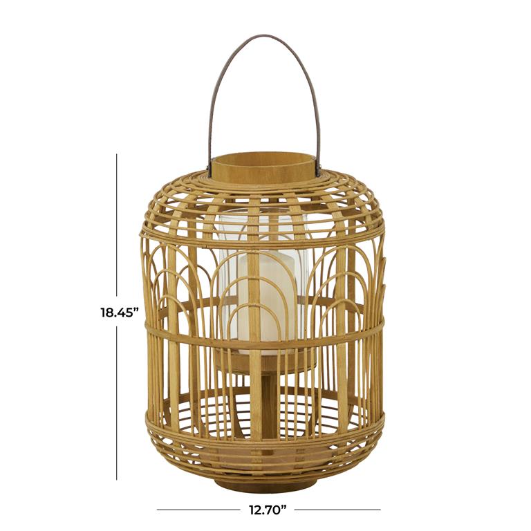 BROWN BAMBOO HANDMADE CANDLE LANTERN WITH HANDLE