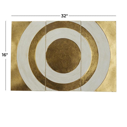 COSMOLIVING BY COSMOPOLITAN GOLD METAL GEOMETRIC TARGET WALL DECOR