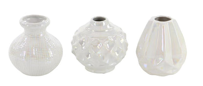 COSMOPOLITAN CREAM CERAMIC VASE WITH VARYING PATTERNS