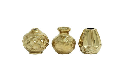 COSMOPOLITAN GOLD CERAMIC VASE WITH VARYING PATTERNS