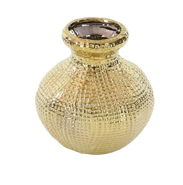 COSMOPOLITAN GOLD CERAMIC VASE WITH VARYING PATTERNS