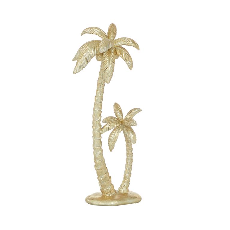 GOLD POLYRESIN TREE PALM SCULPTURE,
