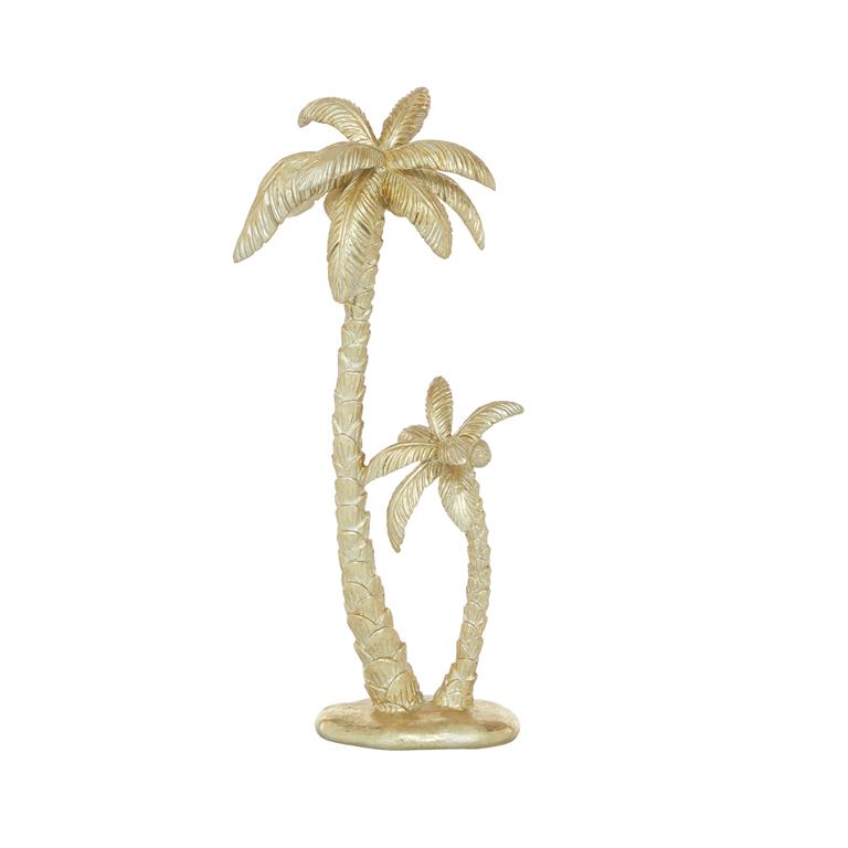 GOLD POLYRESIN TREE PALM SCULPTURE,