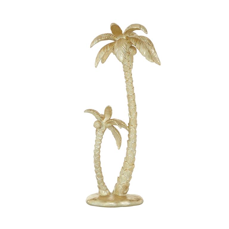 GOLD POLYRESIN TREE PALM SCULPTURE,