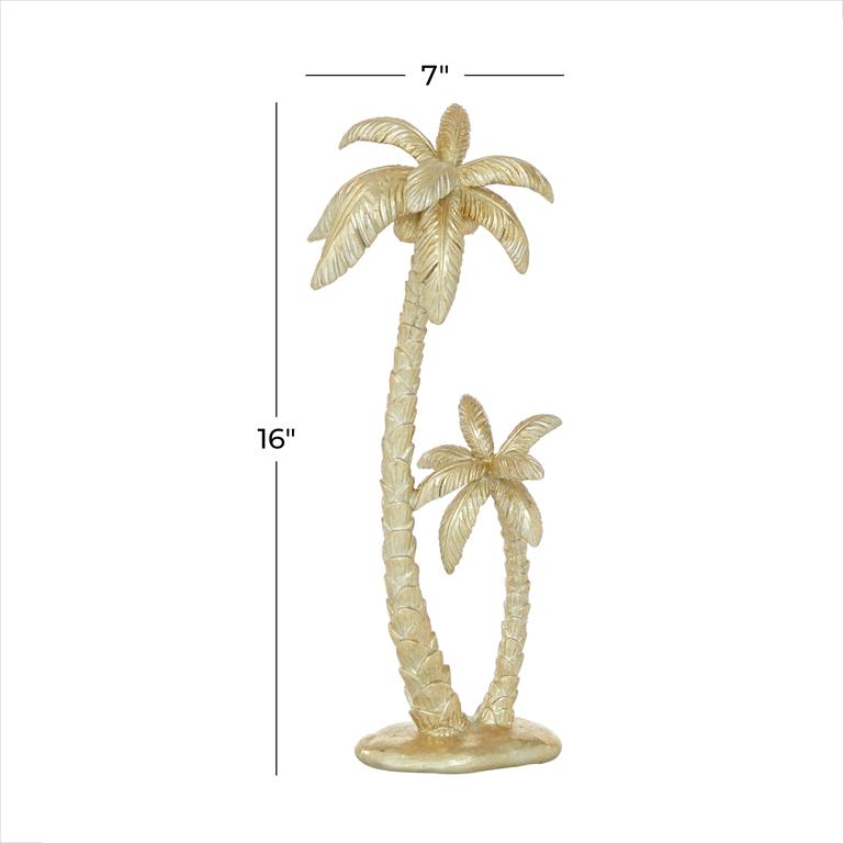 GOLD POLYRESIN TREE PALM SCULPTURE,