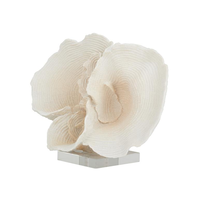 WHITE POLYSTONE CORAL SCULPTURE