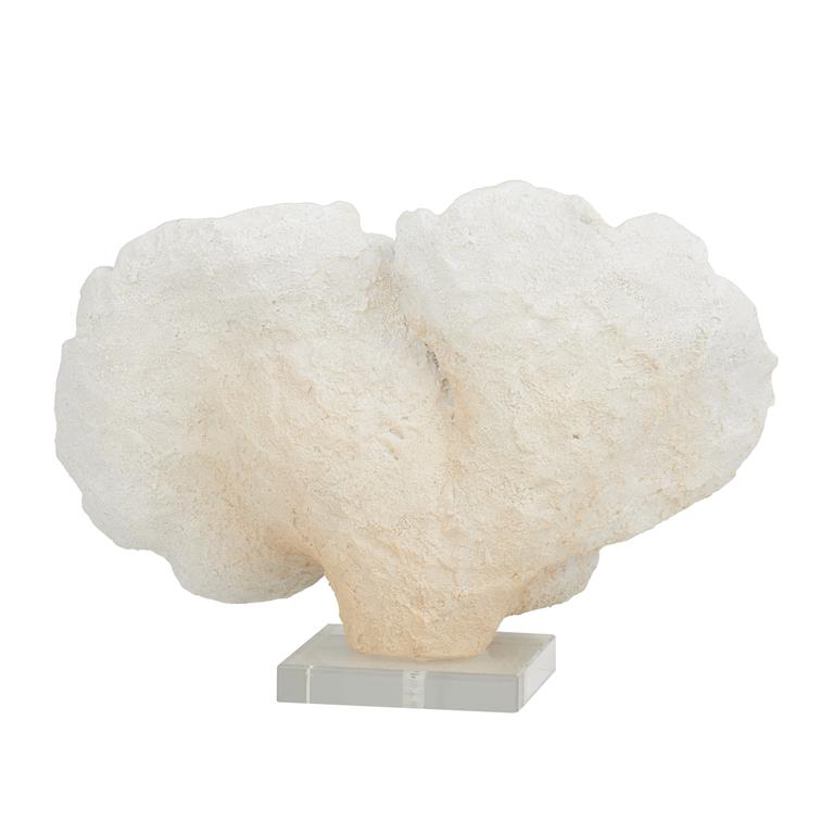 WHITE POLYSTONE CORAL SCULPTURE