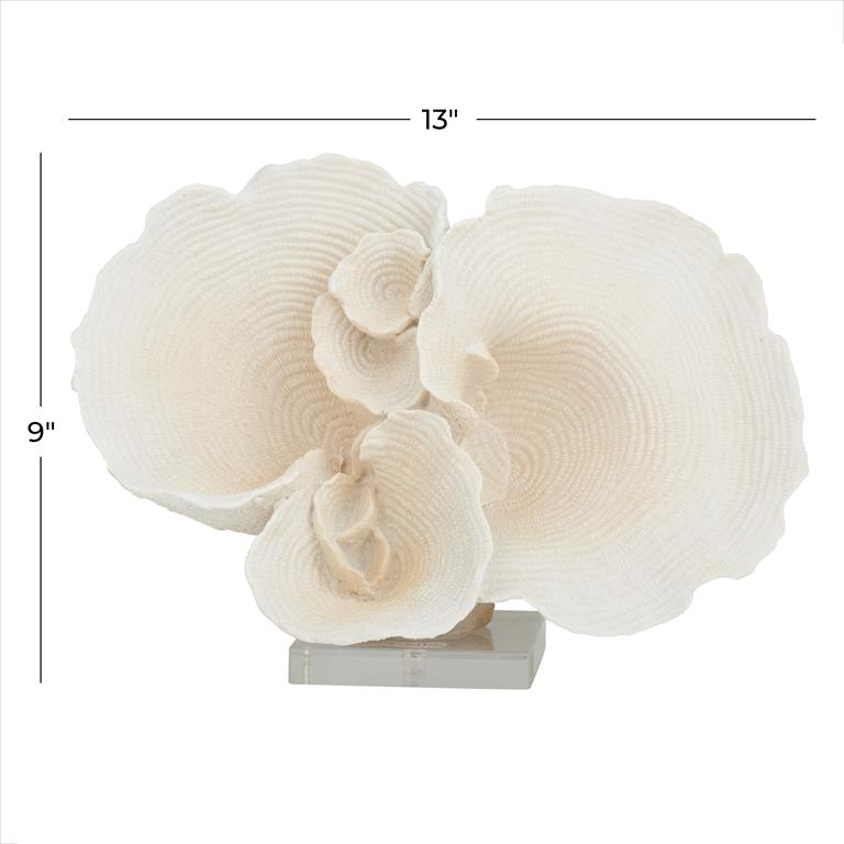 WHITE POLYSTONE CORAL SCULPTURE