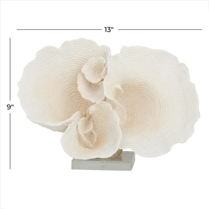 WHITE POLYSTONE CORAL SCULPTURE