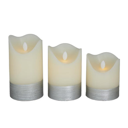 SILVER WAX SILVER BASE FLAMELESS CANDLE WITH REMOTE CONTROL