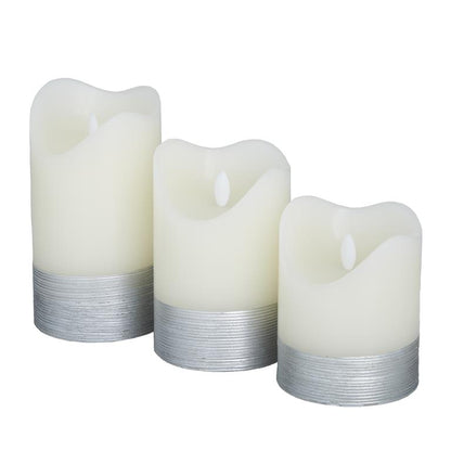 SILVER WAX SILVER BASE FLAMELESS CANDLE WITH REMOTE CONTROL