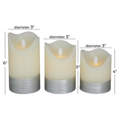 SILVER WAX SILVER BASE FLAMELESS CANDLE WITH REMOTE CONTROL