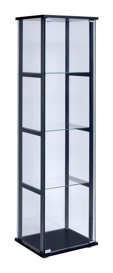 shelf Glass Curio Cabinet Black and Clear