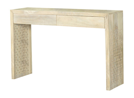 Rectangular 2-Drawer Console Table White Washed