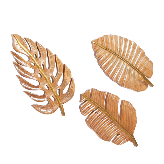 1 PIECE WD LEAF WALL ART