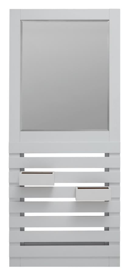 Rectangular Mirror with Two Boxes White