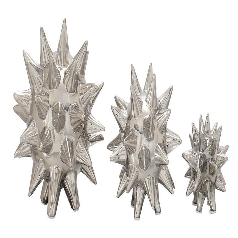SILVER CERAMIC GLAM GEOMETRIC SCULPTURE