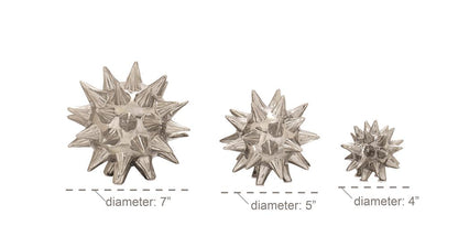 SILVER CERAMIC GLAM GEOMETRIC SCULPTURE