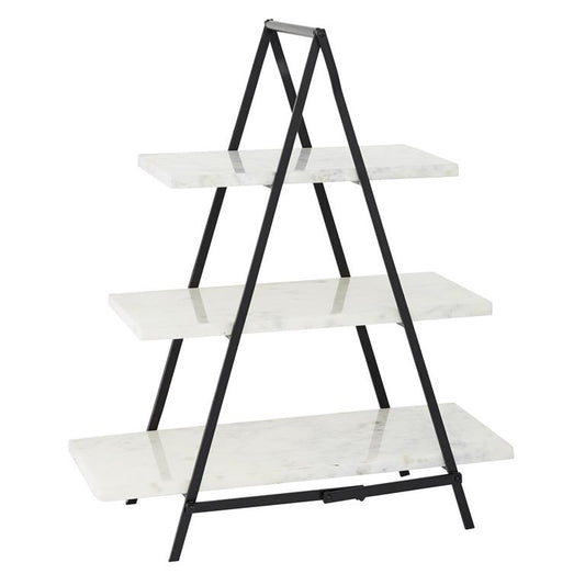 WHITE MARBLE 3 TIERED TIERED SERVER